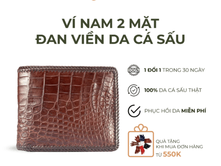 VÍ NAM 2 MẶT ĐAN VIỀN DA CÁ SẤU – CAO CẤP TỪ 2DO LEATHER