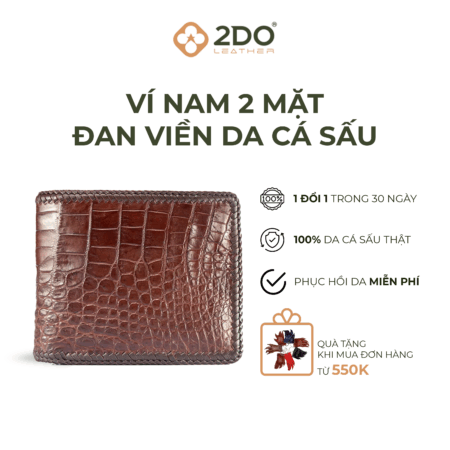 VÍ NAM 2 MẶT ĐAN VIỀN DA CÁ SẤU – CAO CẤP TỪ 2DO LEATHER