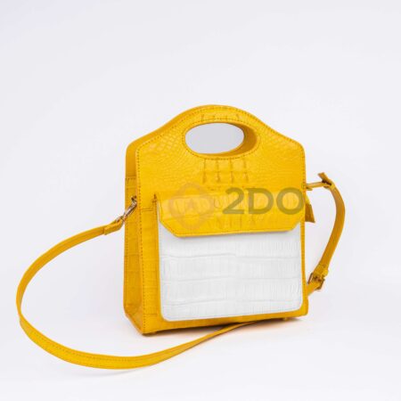 TÚI XÁCH MINI DA CÁ SẤU 2 TONE VÀNG – TRẮNG - Ảnh 13