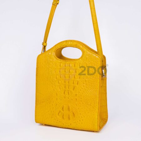 TÚI XÁCH MINI DA CÁ SẤU 2 TONE VÀNG – TRẮNG - Ảnh 11