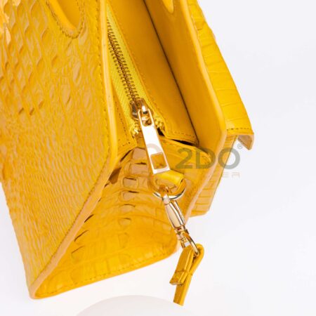 TÚI XÁCH MINI DA CÁ SẤU 2 TONE VÀNG – TRẮNG - Ảnh 10