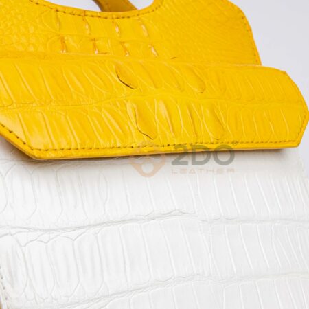 TÚI XÁCH MINI DA CÁ SẤU 2 TONE VÀNG – TRẮNG - Ảnh 8