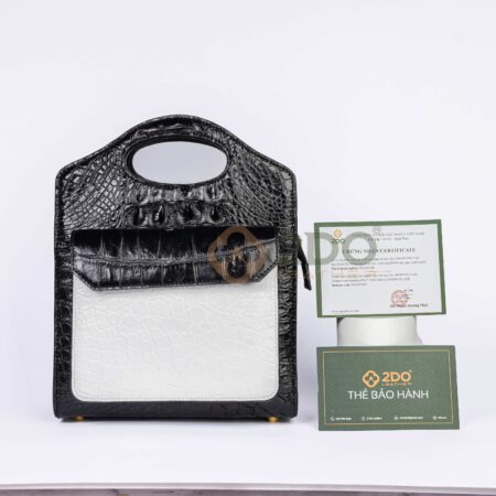 TÚI XÁCH MINI DA CÁ SẤU 2 TONE VÀNG – TRẮNG - Ảnh 6