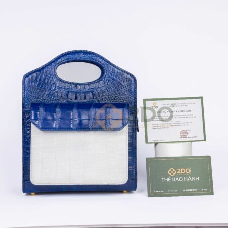TÚI XÁCH MINI DA CÁ SẤU 2 TONE VÀNG – TRẮNG - Ảnh 5