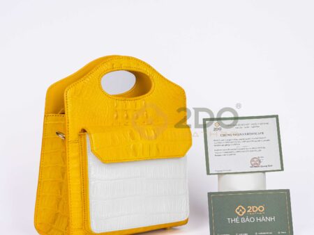 Alternative view of TÚI XÁCH MINI DA CÁ SẤU 2 TONE VÀNG – TRẮNG