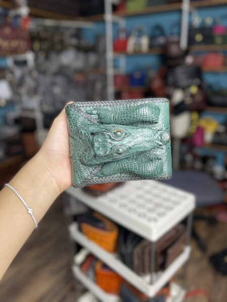 Ví Nam Da Cá Sấu Nguyên Đầu – Màu Xanh Đá Cá Tính - Ảnh 2